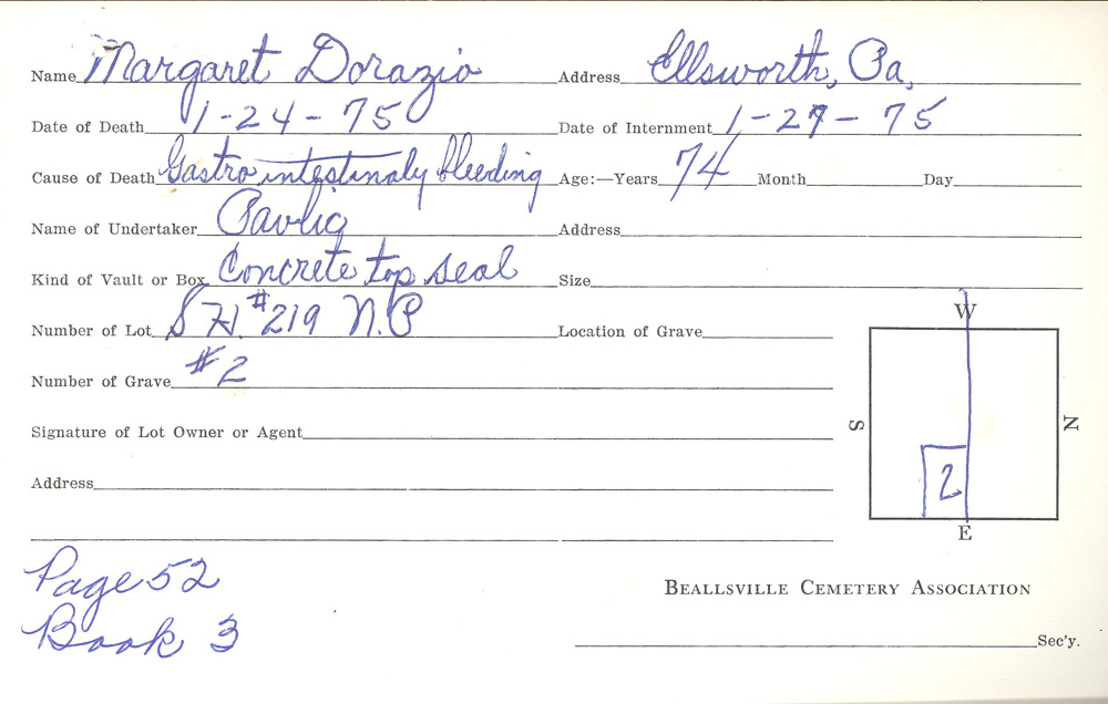 burial card